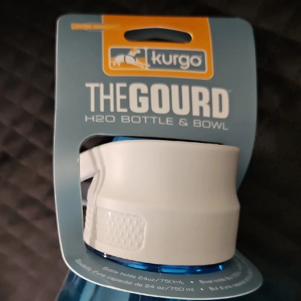 Kurgo The Gourd H2O Bottle & Bowl 24oz blue NEW Dog Walking Hiking Camping NWT